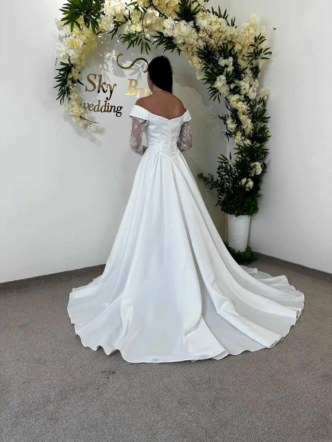 Modern Luxe Satin White Gown - Image 2