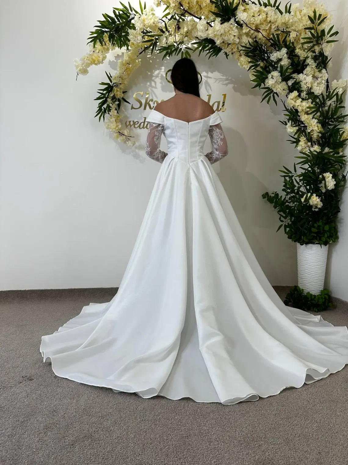 Modern Luxe Satin White Gown - Image 5