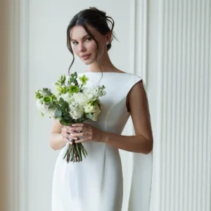 Sleek White Silk Charmeuse Column Gown